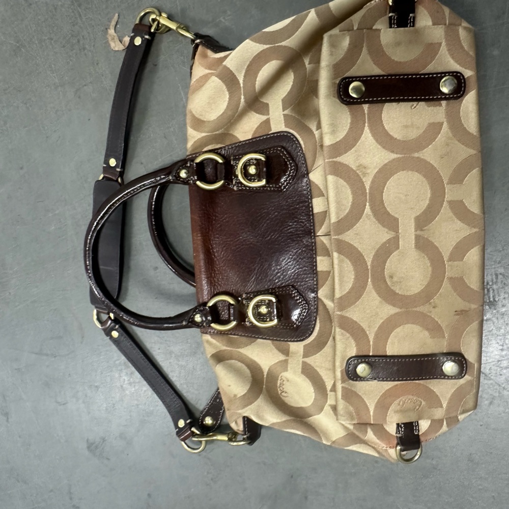 Coach Signature Canvas Shoulder Bag in Brown and Tan - Picture 2 of 5